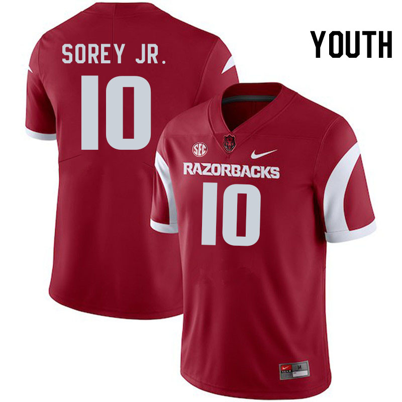 Youth #10 Xavian Sorey Jr. Arkansas Razorbacks College Football Jerseys Stitched-Cardinal
